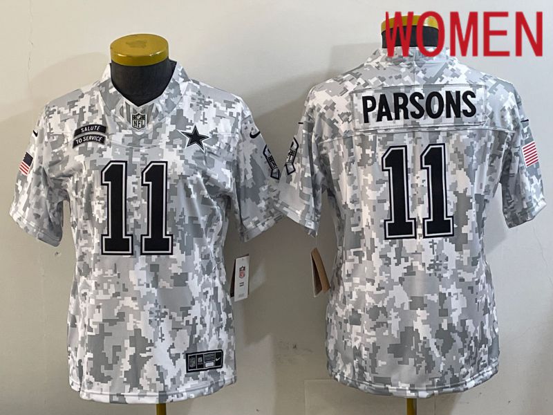 Women Dallas Cowboys #11 Parsons Nike Arctic Camo 2024 Salute to Service Limited NFL Jersey style 1->youth nfl jersey->Youth Jersey
